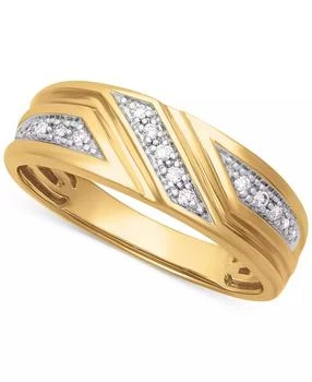 Macy's | Men's Diamond Three Station Wedding Band (1/10 ct. t.w.) in 14k Gold,商家Macy's,价格¥7197