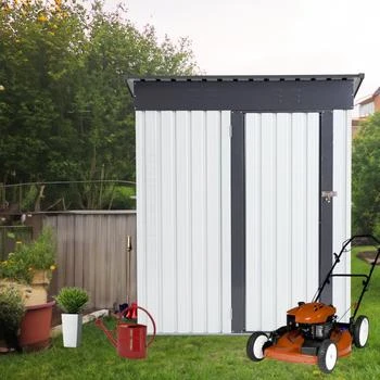 Streamdale Furniture | Streamdale XWT016 Garden Metal Storage Lifter Shed Gray White 5x3x6ft outdoor storing tools Rainproof Hinge door version,商家Premium Outlets,价格¥1878