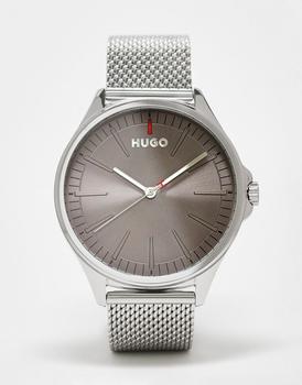 推荐Hugo mens mesh strap watch with grey dial in silver 1530135商品