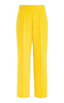 Oscar de la Renta | Oscar de la Renta - Women's Pleated Wool-Blend Tapered Pants - Yellow - Moda Operandi商品图片,