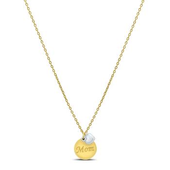商品Monary | Round Disc and Heart Charm MOM Necklace in 10K Yellow Gold and 10K White Gold,商家Premium Outlets,价格¥1453图片