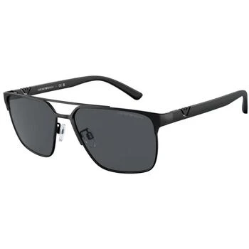 Emporio Armani | Emporio Armani Men's Sunglasses - Matte Black Metal Full Rim Pilot Frame | 2134 300187 5.8折×额外9折x额外9折, 额外九折