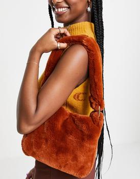 asos腋下包, ASOS | ASOS DESIGN 90s shoulder bag in brown faux fur商品图片 5.3折