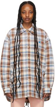 Acne Studios | Blue & Brown Padded Flannel Face Jacket商品图片,5.9折