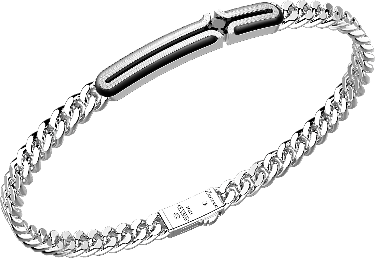 商品Zancan | Silver bracelet with curb chain and plate with a natural stone,商家Zancan Gioielli,价格¥2123图片