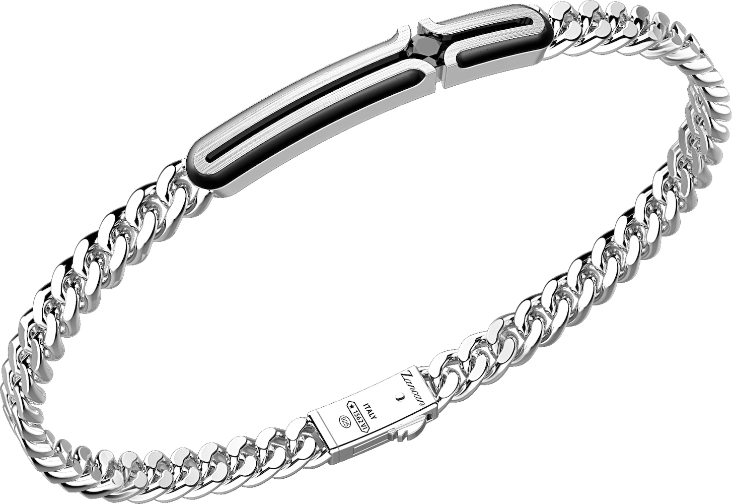 Zancan | Silver bracelet with curb chain and plate with a natural stone,商家Zancan Gioielli,价格¥2201