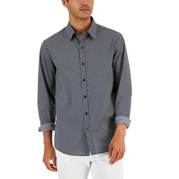 Michael Kors | Men's Slim-Fit Stretch Logo Charm Stripe-Print Button-Down Shirt商品图片,5折