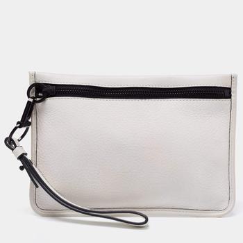 [二手商品] Alexander Wang | Alexander Wang White/Black Leather Slim Wristlet Clutch商品图片,4.7折