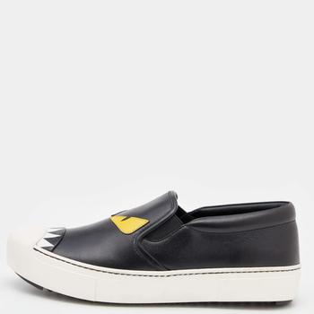 [二手商品] Fendi | Fendi Black Leather Monster Slip On Sneakers Size 37商品图片,5.3折