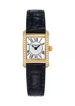 Frederique Constant | Women's Swiss Classics Carree Diamond Black Leather Strap Watch商品图片,8折