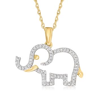 商品Canaria Diamond-Accented Elephant Pendant Necklace in 10kt Yellow Gold图片