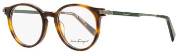 推荐Salvatore Ferragamo Men's Round Eyeglasses SF2802 214 Havana/Gunmetal/Green 50mm商品