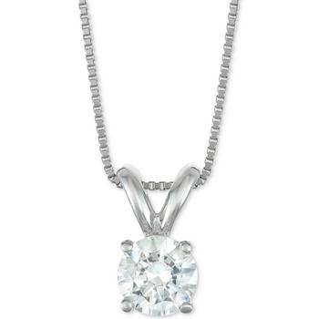 Macy's | Diamond Solitaire 18" Pendant Necklace (1/2 ct. t.w.) in 14k White Gold商品图片,2.9折, 独家减免邮费
