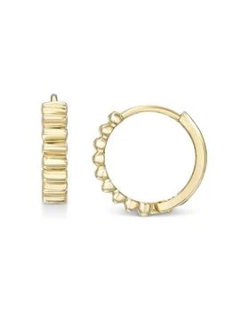 Zoe Lev | 14K Yellow Gold Notched Huggie Hoop Earrings,商家Bloomingdale's,价格¥3086