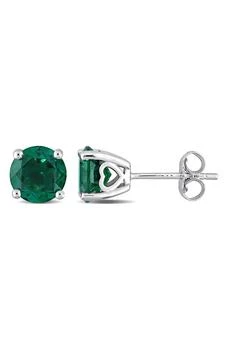DELMAR | Sterling Silver Created Emerald Stud Earrings,商家Nordstrom Rack,价格¥671