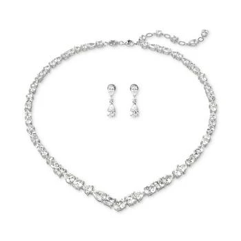 Swarovski | Silver-Tone 2-Pc. Set Mesmera Crystal Drop Earrings & Necklace, 15" + 2" extender 