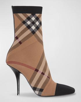 Burberry | Dolman Check Stiletto Sock Booties商品图片,