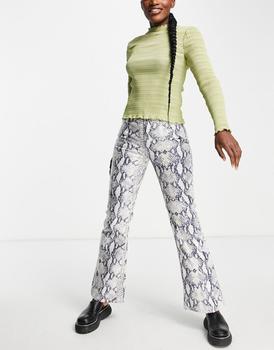 冬装topshop jamie, Topshop | Topshop snake print jamie flares in white商品图片 4折
