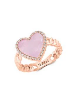 Effy | 14K Rose Gold, Mother Of Pearl & Diamond Heart Ring,商家Saks OFF 5TH,价格¥6231