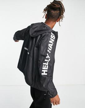 推荐Helly Hansen active wind jacket with arm and back print in black商品