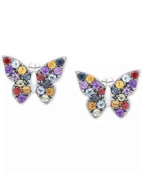 Macy's | Multi-Gemstone Butterfly Stud Earrings (7/8 ct. t.w.) in Sterling Silver,商家Macy's,价格¥692