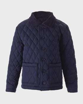 Rachel Riley | Boy's Corduroy Trim Quilted Jacket, Size 2-10,商家Neiman Marcus,价格¥930