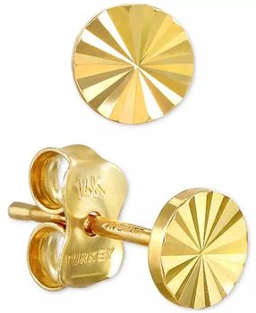 Macy's | Sun Ray Texture Round Disc Stud Earrings in 10k Gold,商家Macy's,价格¥1800