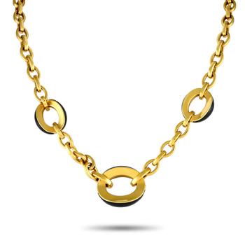 商品Pre-Owned Chimento 18K Yellow Gold Onyx Chain Necklace图片