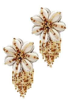 ADORNIA | Sea Shell & Beaded Flower Drop Earrings 3.5折, 独家减免邮费