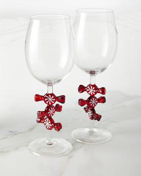 商品Neiman Marcus | Christmas Peppermint Wine Glasses - Set of 2,商家Neiman Marcus,价格¥265图片