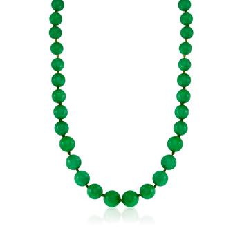 推荐Ross-Simons 7-14mm Jade Graduated Bead Necklace With 14kt Yellow Gold商品