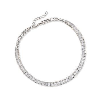 Ross-Simons Princess-Cut CZ Tennis Anklet in Sterling Silver product img