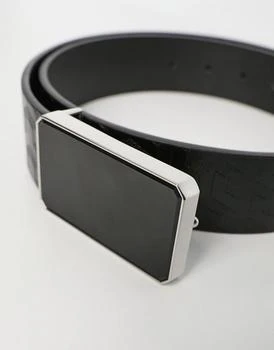 推荐ASOS DESIGN faux leather belt with enamel buckle and embossed design in black商品