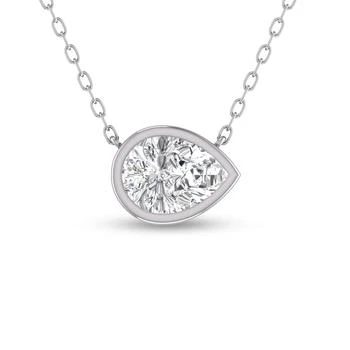 SSELECTS | Lab Grown 1/4 Carat Pear Shaped Bezel Set Diamond Solitaire Pendant In 14k White Gold,商家Premium Outlets,价格¥3720