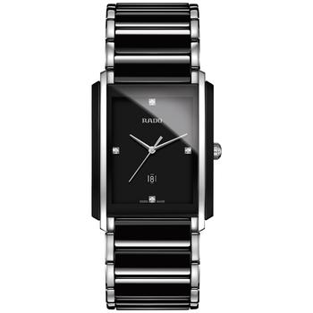 雷达男表精选, Rado | Men's Swiss Integral Diamond Accent Black Ceramic and Stainless Steel Bracelet Watch 31mm R20206712商品图片 
