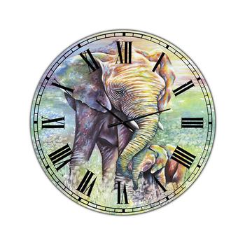 商品Designart | Mother & Baby Elephant Rainbow Colors Oversized Cottage Wall Clock - 36 x 36,商家Macy's,价格¥1217图片