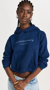 Alexander Wang | Bi-Color Glitter Logo Shrunken Hoodie 额外7.5折, 额外七五折