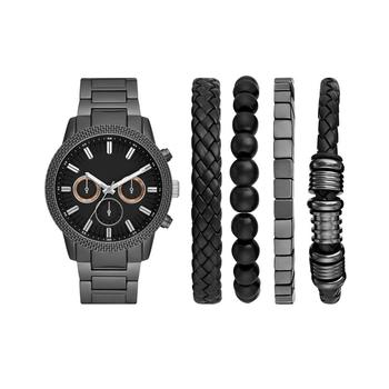 推荐Men's Black Stainless Steel Bracelet Watch, 46mm Gift Set商品