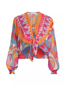 Ramy Brook | Izora Printed Chiffon Cover-Up Top,商家Saks Fifth Avenue,价格¥1657