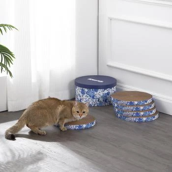 THE LICKER STORE | Kate 12" Modern Patterned Cardboard Reversible Cat Scratcher Pad In Box with Catnip, Blue/White (5-Pack),商家Premium Outlets,价格¥328