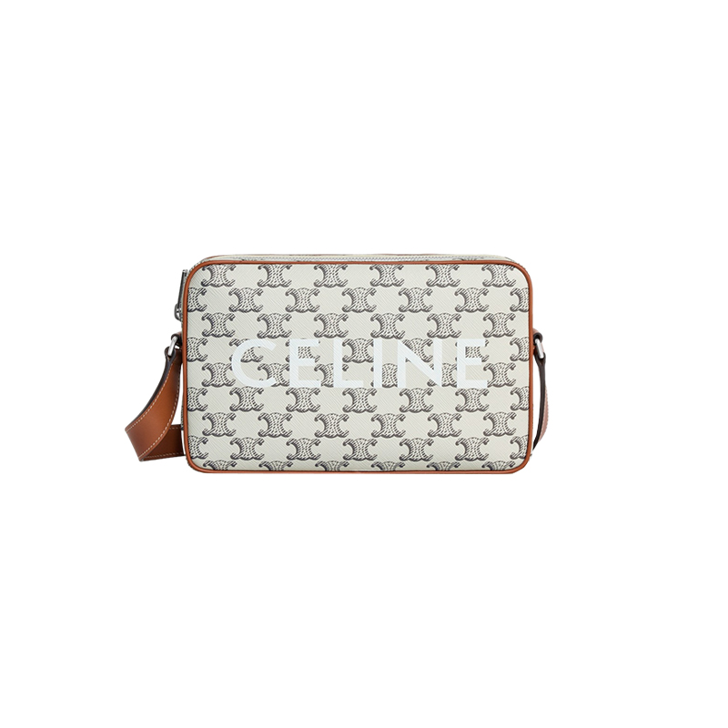 商品Celine | 赛琳 23新款 男士中号棕褐色/米色帆布配皮拉链开合邮差包 ,商家VP FRANCE,价格¥8451图片