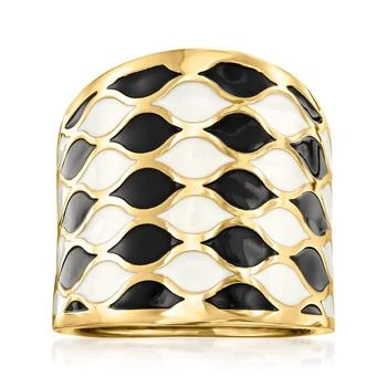 Ross-Simons | Ross-Simons Italian Black and White Enamel Ring in 14kt Yellow Gold,商家Premium Outlets,价格¥3688