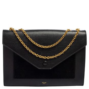 celine腋下包, [二手商品] Celine | Celine Black Suede And Leather Pocket Envelope Shoulder Bag商品图片 2.7折, 满1件减$100, 满减