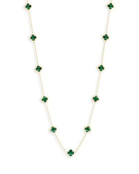 Bloomingdale's | Malachite Clover Station Necklace in 14K Yellow Gold, 20",商家Bloomingdale's,价格¥31427
