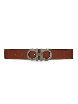 Salvatore Ferragamo | Double Adjustable Gancini Buckle Leather Belt商品图片,