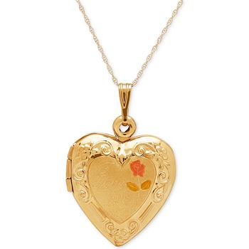商品Italian Gold | Engraved Heart Locket Pendant Necklace in 10k Gold,商家Macy's,价格¥1520图片