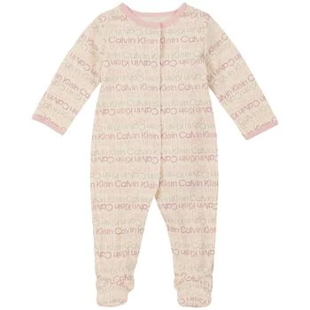 Calvin Klein | Baby Girls Logo Print Snap Closure Footed Coverall 6折