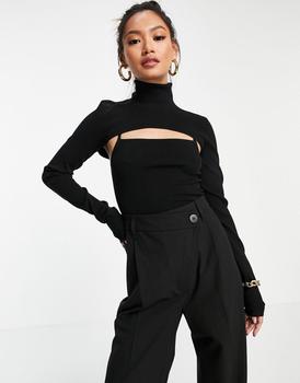 product & Other Stories 2 piece cut-out knit top in black image