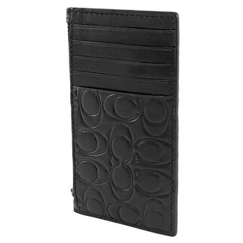 商品Coach | Coach Black Signature Leather Zip Card Case,商家Jomashop,价格¥309图片