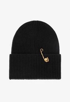 Versace | Safety Pin Ribbed Beanie,商家Thahab,价格¥3615